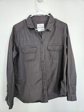 Bluenotes Boyfriend Fit Button Down Shirt | Charcoal Grey Long Sleeve Blouse S🔥